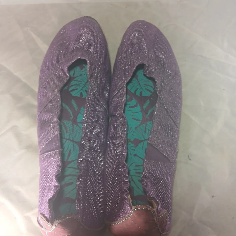 Koa Canvas Purple Metallic Ballet Flats Womens Size 8 Slip‎ On Shoes UW00723